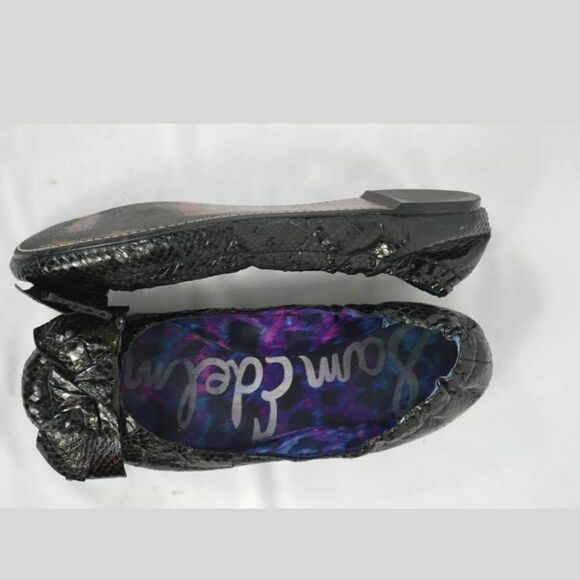 Sam Edelman Dominique Bow Snake Textured Ballet Fl - Picture 1 of 7